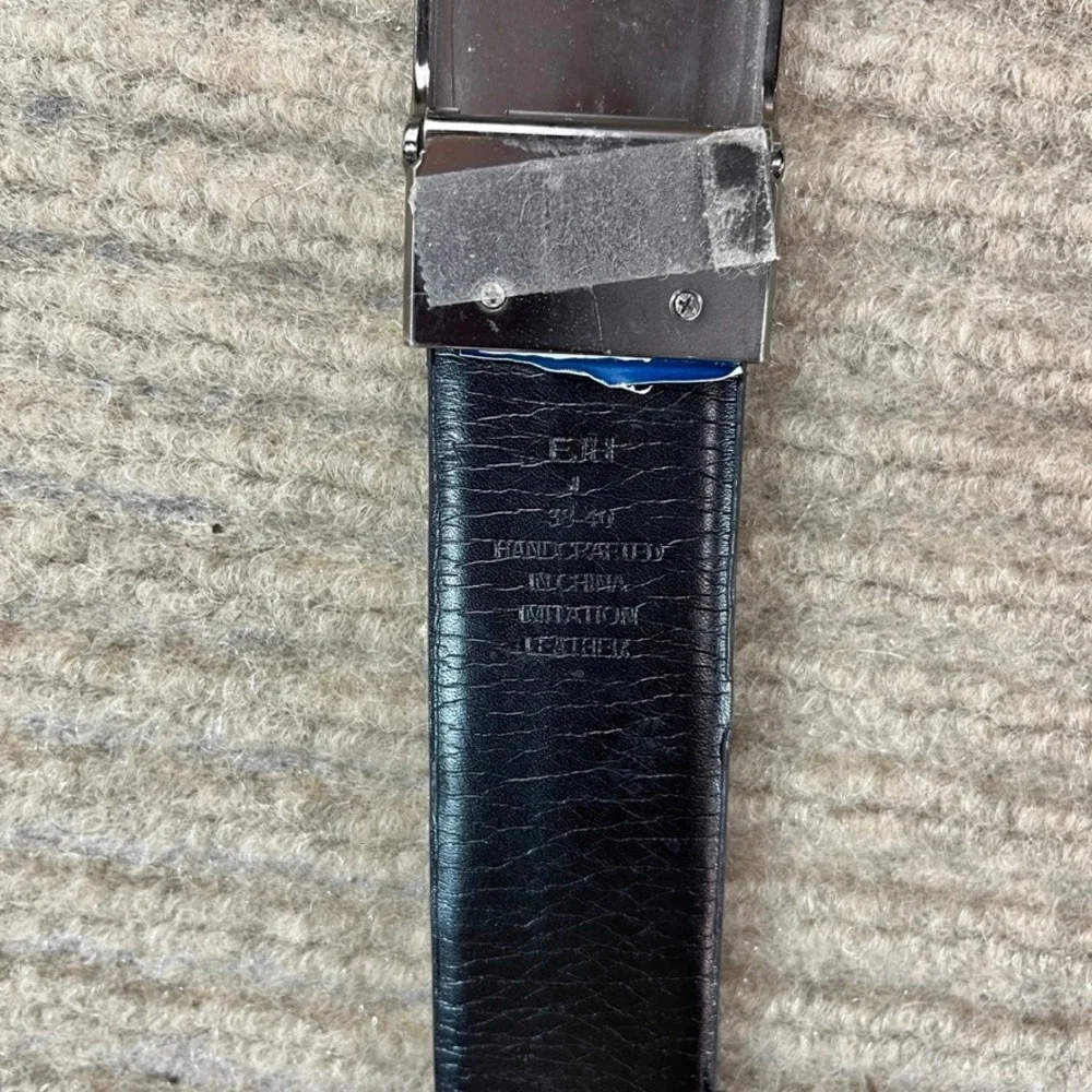 Kenneth Cole Reaction Mens Belt Brown Textured Plaque Buckle 38-40 E1H